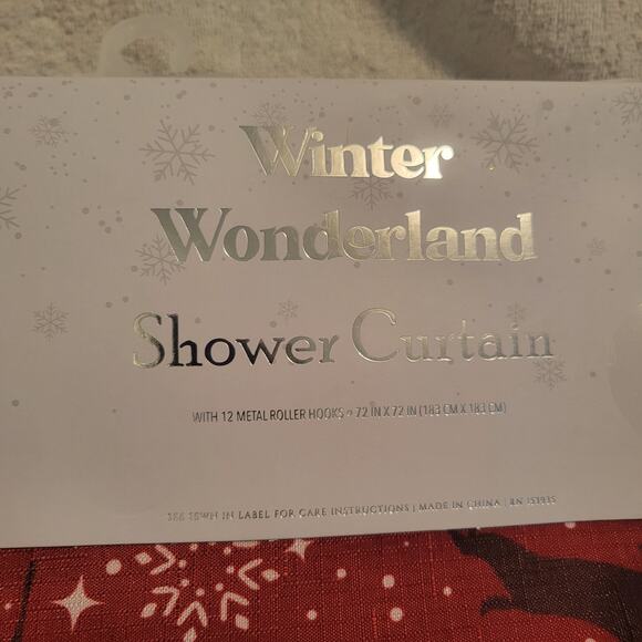 Winter Wonderland Snow Eiffel Tower Reindeer Shower Curtain Set 13 piece NWT - Picture 2 of 4